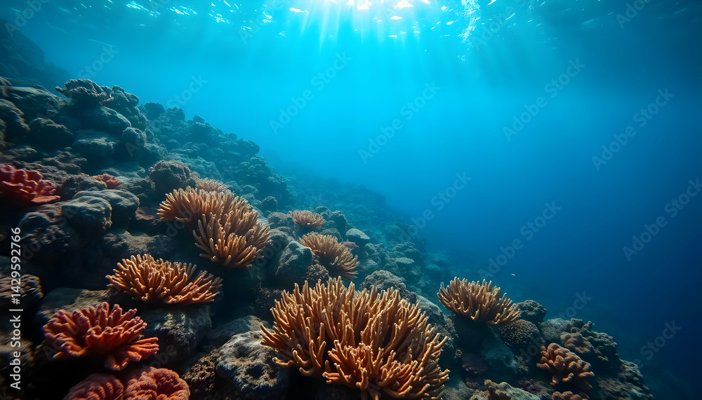 Fototapeta premium Vibrant Coral Reef Underwater Scene