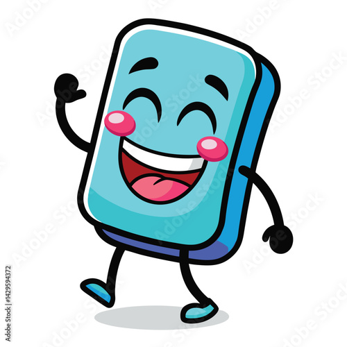 Joyful light-blue rectangular character