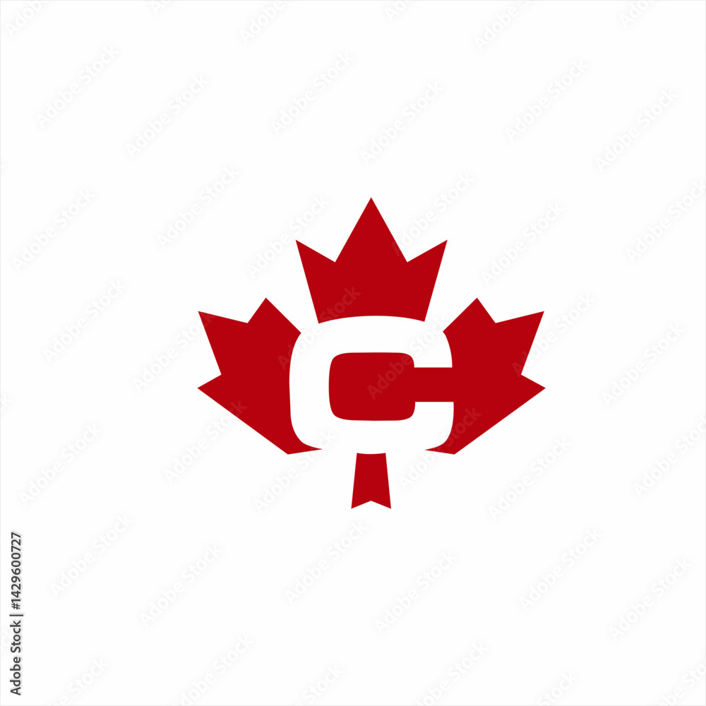 Maple leaf logo design with initial letter C. Maple leaf logo design with initial letter C.