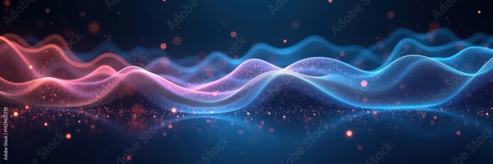 Abstract Blue Pink Wave Particle Background