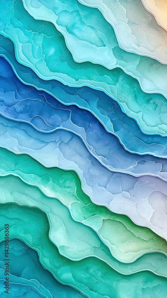 Abstract Teal and Blue Watercolor Wave Pattern Abstract Teal and Blue Watercolor Wave Pattern