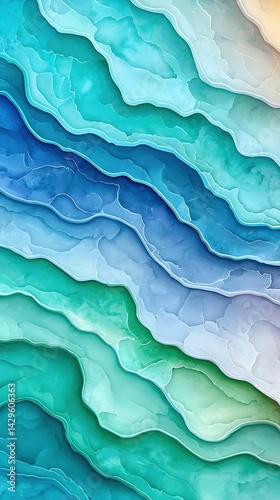 Wallpaper Mural Abstract Teal and Blue Watercolor Wave Pattern Torontodigital.ca