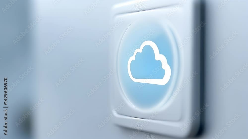 Close-up View of a Hand Pressing a Modern Touch Light Switch with Soft Blue Backlight in a Sleek Interior Setting