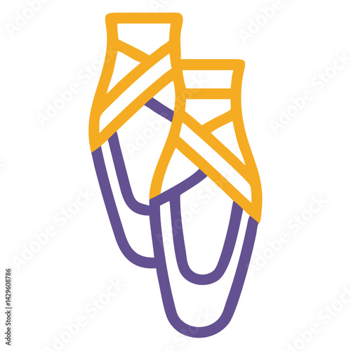 Ballet icon featuring a pair of pointe shoes in a graceful and elegant design