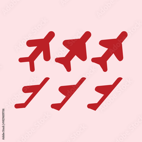 Airplane icon set. Airplane symbol. Flat design style eps 10. Logos, Bookmarks, etc. Airplane silhouette for ui airplane mode. Design element illustration of technology theme