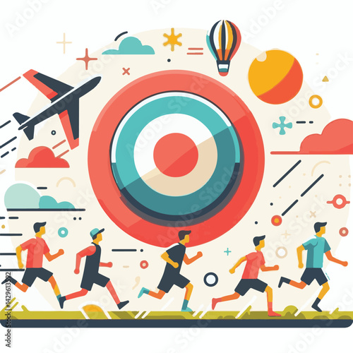sport, activity, throwing, game, play, fun, people, disc, ultimate, flying, vector, summer, joy, hobby, illustration, leisure, lifestyle, outdoors, recreation, plastic, frisbee, cheerful, happiness, m