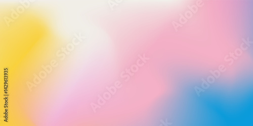 Abstract clear blue sky. Pastel rainbow. Light blue, pink and yellow color vector banner. Pastel gradient sky pattern. Blurred light fuzz colorful gradient background