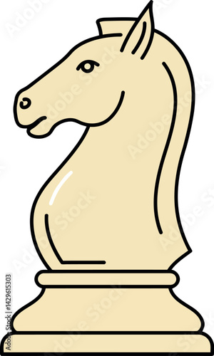 Chess knight piece beige color simple vector illustration design icon isolated 