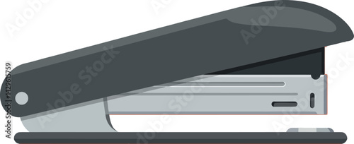Office stapler tool for paper fastening in grey and black design vector illustration 