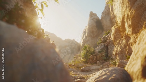 Wallpaper Mural Sunny desert canyon path Torontodigital.ca