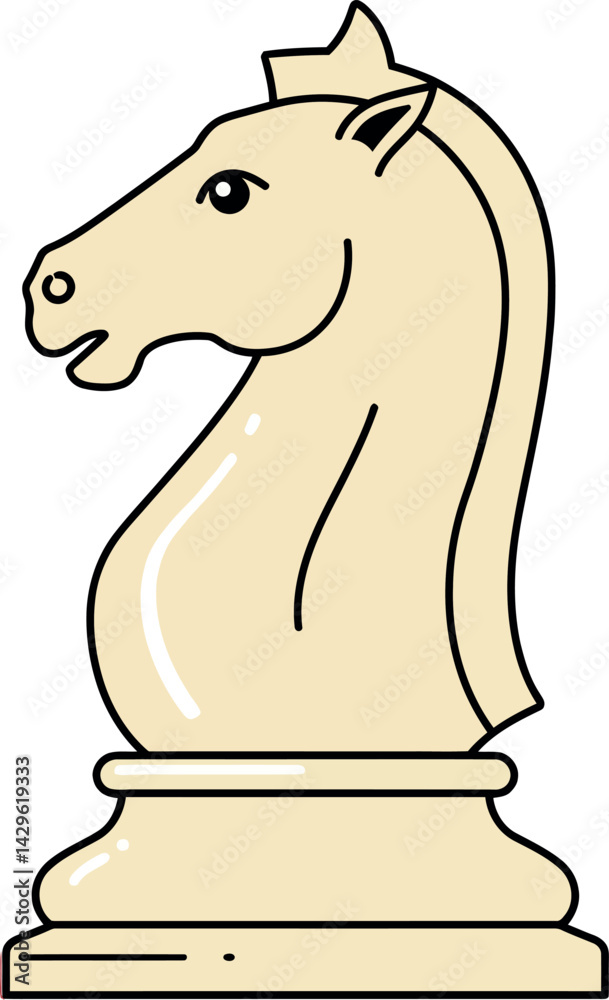 Obraz premium Chess knight piece vector icon illustration for board game strategy and tactics design 