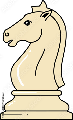 Chess knight piece vector icon illustration for board game strategy and tactics design 