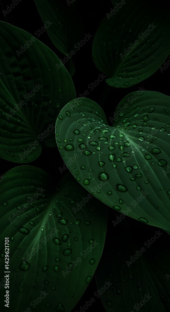 Obraz premium green leaf with water drops