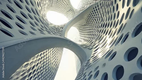 Futuristic Architecture: Abstract Building with Circular Patterned Design