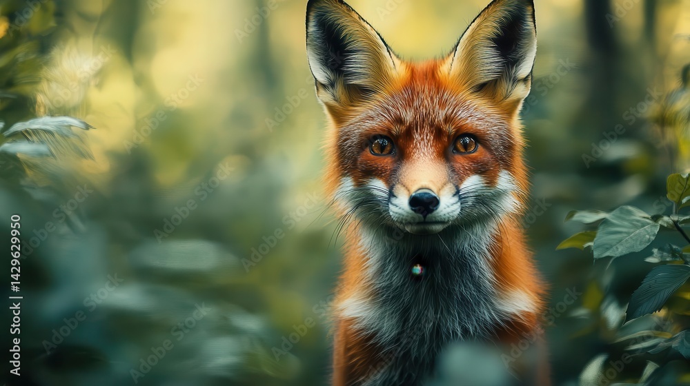A closeup of wildlife in the forest, such as a deer or fox, Wildlife, Natural and serene