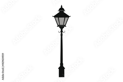 old street lamp silhouette vector illustration on white background