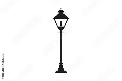 old street lamp silhouette vector illustration on white background