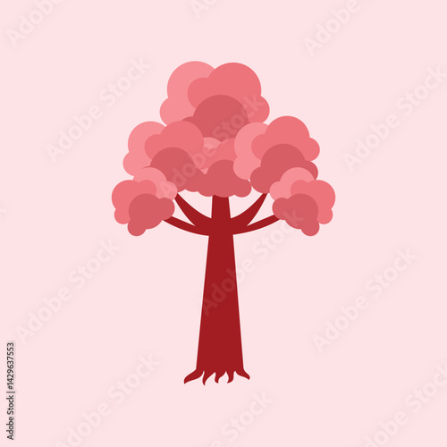 Tree design over pink background illustration Eps10 file. Illustration of a tree with pink leaves a pink background. tree icon design, Design element illustration of tree