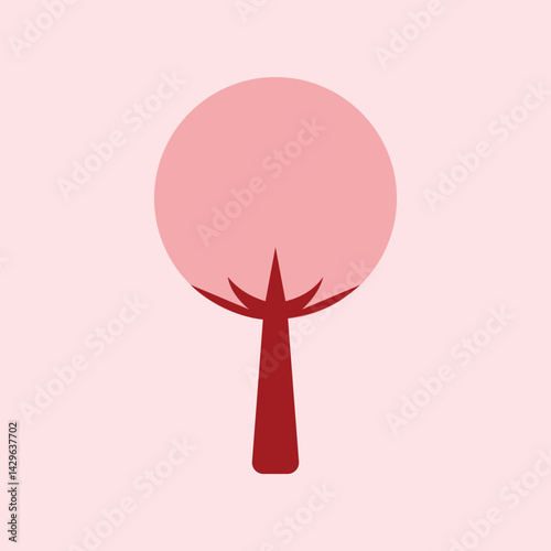 Tree design over pink background illustration Eps10 file. Illustration of a tree with pink leaves a pink background. tree icon design, Design element illustration of tree