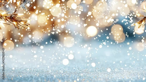 A Magical Winter Wonderland decorated with Snowflakes and Glimmering Golden Lights