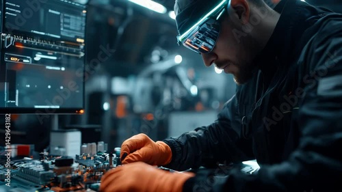 A Technician Engaged in Working on CuttingEdge Advanced Technology Within a HighTech Laboratory