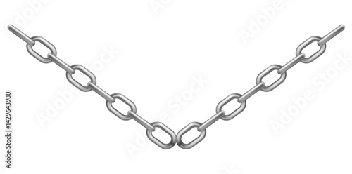 Stunning Silver Chain Isolated On White Background, Antique Jewelry Vector Illustration.	