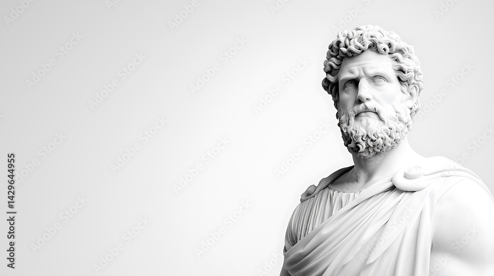 Gray Stone Statue of a Stoic Greek Man Gray Stone Statue of a Stoic Greek Man