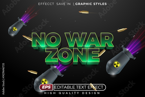 No War Zone Editable Text Effect – Anti-War Concept with Missiles and Bullets