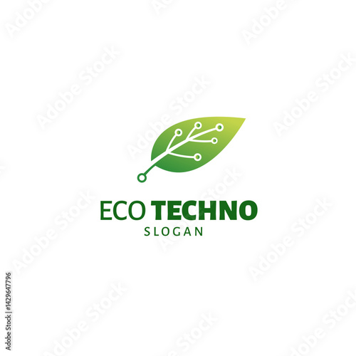 Leaf techno logo design template