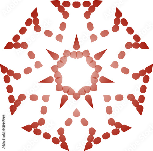 Gradient Dotted Symmetric Pattern Collection – Abstract Modular Icons with Pointed Ends and Organic Flow