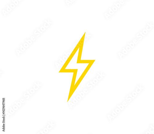 Flash thunder power icon, flash lightning bolt icon with thunder bolt - Electric power icon symbol - Power energy icon sign in filled, thin, line, outline, and stroke style for apps and websites