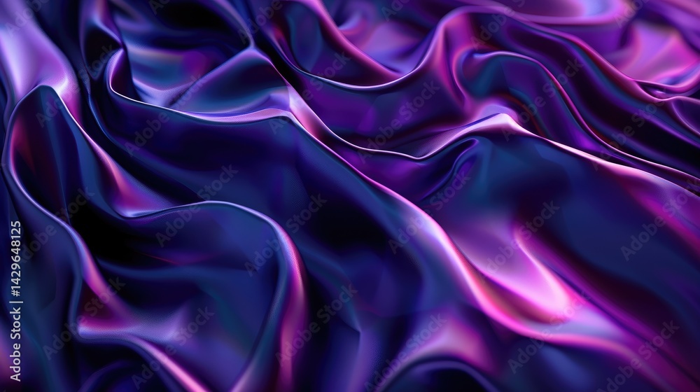 Fototapeta premium A purple and blue gradient background with grid lines, glowing neon light effect on the floor and floating bar elements. 