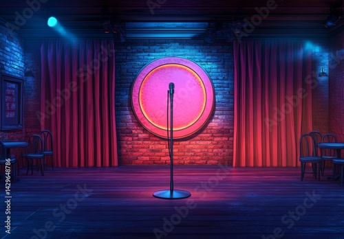 Wallpaper Mural Empty comedy club stage, vibrant lighting (1) Torontodigital.ca