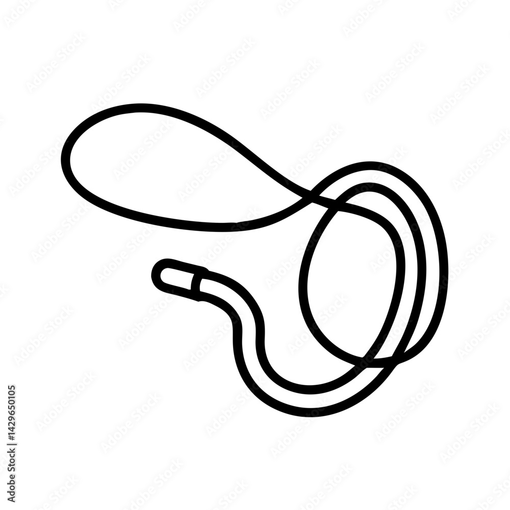 Obraz premium Minimalist lasso icon in black outline style, western rope symbol perfect for cowboy themes, rodeo visuals, ranch design or wild west illustrations