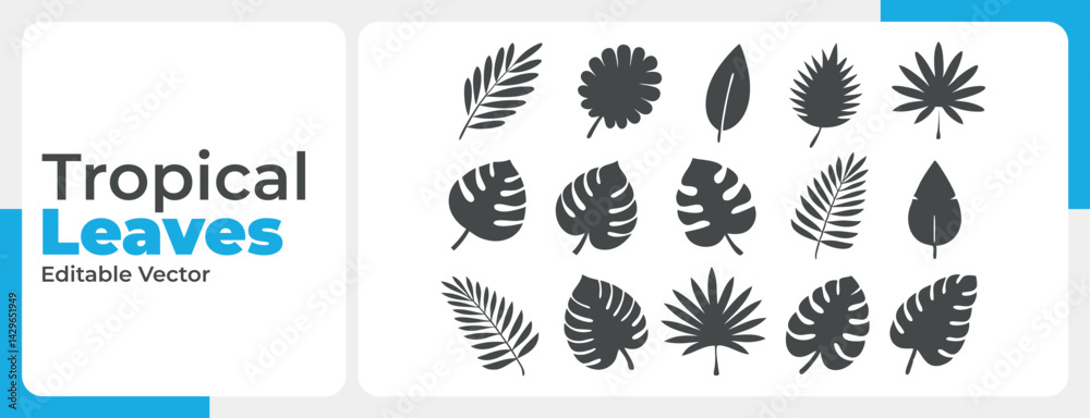 Extensive Collection of Tropical Leaf Silhouette Vector Icons for Design Applications
Extensive Collection of Tropical Leaf Silhouette Vector Icons for Design Applications