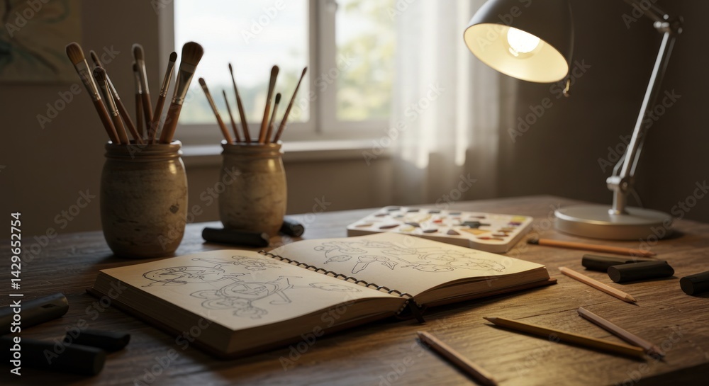 Fototapeta premium Artist's Workspace Illustration