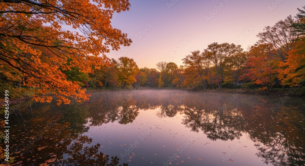 Obraz premium Autumn Pond Landscape Photo