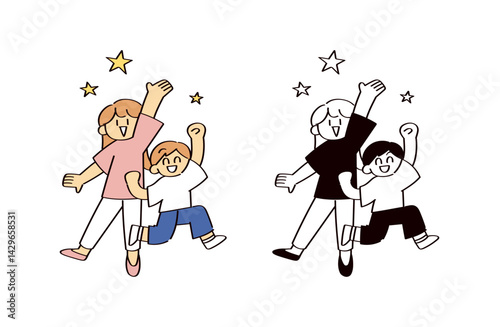 楽しそうな人たちのイラストセット