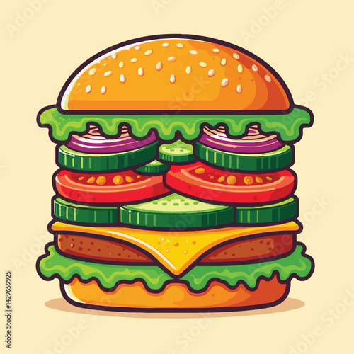 food, burger, hamburger, vegetable, vegetarian, veggie, lunch, meal, vegan, diet, meat, sandwich, bread, bun, lettuce, healthy, tomato, onion, snack, fresh, background, delicious, tasty, salad, isolat