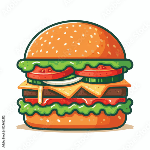 food, burger, hamburger, vegetable, vegetarian, veggie, lunch, meal, vegan, diet, meat, sandwich, bread, bun, lettuce, healthy, tomato, onion, snack, fresh, background, delicious, tasty, salad, isolat