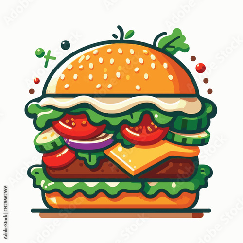 food, burger, hamburger, vegetable, vegetarian, veggie, lunch, meal, vegan, diet, meat, sandwich, bread, bun, lettuce, healthy, tomato, onion, snack, fresh, background, delicious, tasty, salad, isolat