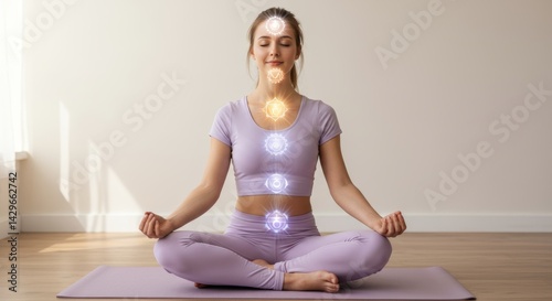 Indoor Yoga Meditation with Balanced Chakras and Holistic Wellness