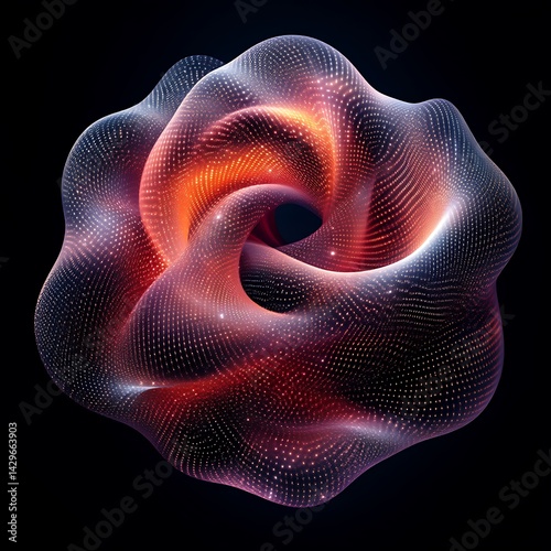 Abstract, swirling, dynamic, interconnected, glowing, form, network, structure