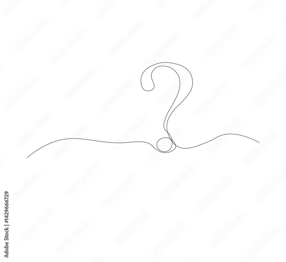 Obraz premium continus line Question mark icon in sketch style. white background.Illustration vector symbol.Editable stroke.