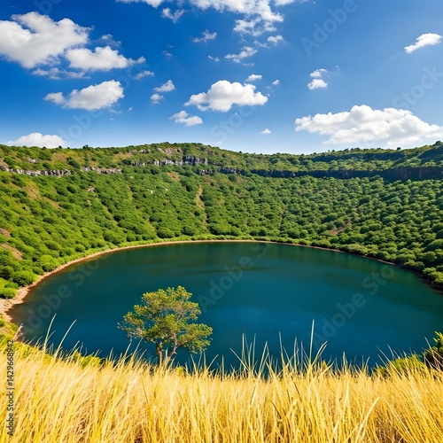 Lonar Crater Turquoise Lake, Maharashtra, India