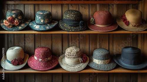 A collection of vintage hats of various shapes and sizes