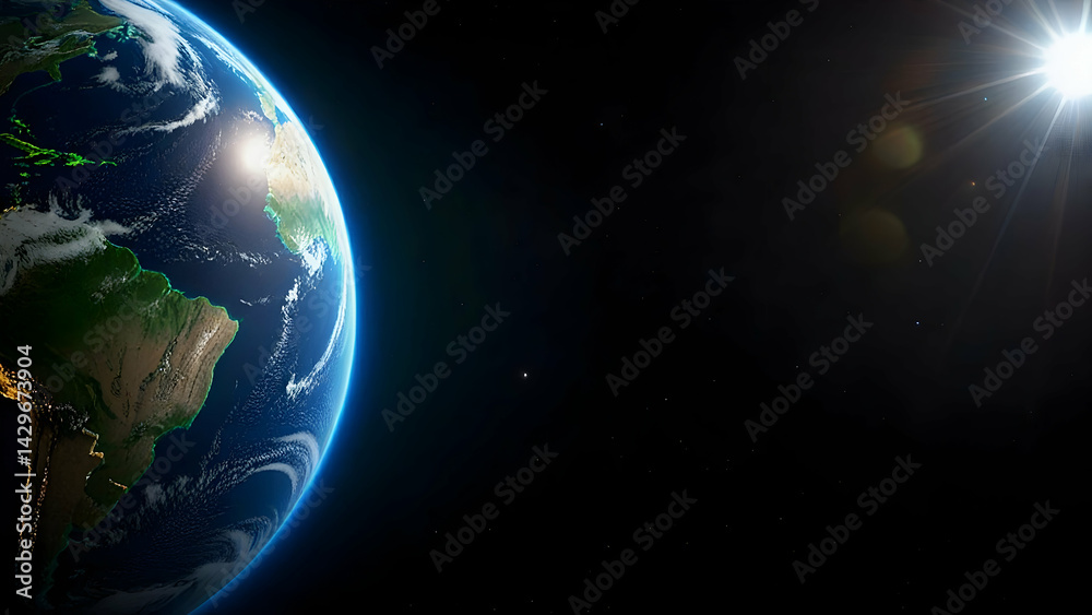 Obraz premium Earth From Space with Sun
