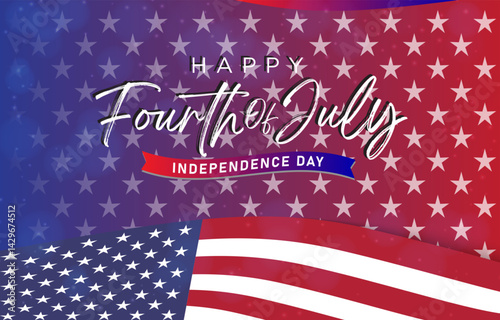 happy 4th of july independence day celebration template banner with red and blue background design
