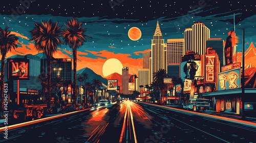 Vegas Strip at Night A Vivid Cityscape Suitable for architecture firm portfolio presentations