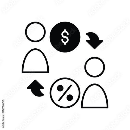 Peer-to-Peer Lending icon vector stock illustration